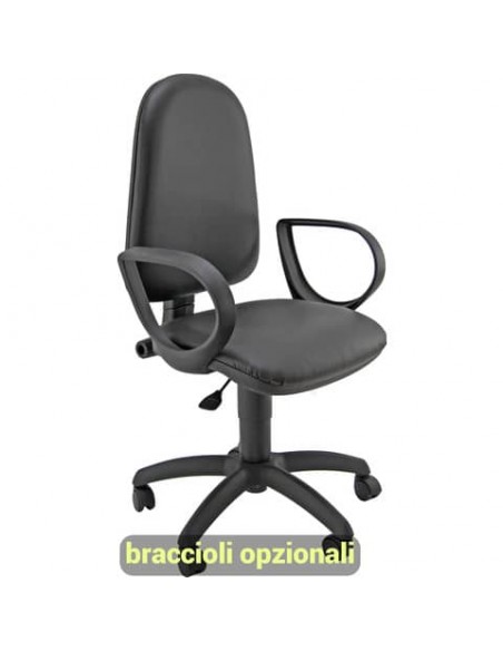 Sedia operativa girevole Unisit Jupiter JUSB/SB Eco smart rivest. ecopelle nero - JBL/KN