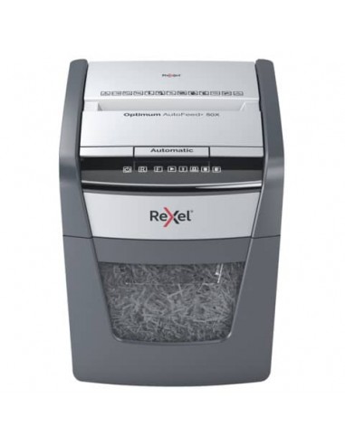 Distruggidocumenti uso personale Rexel Optimum AutoFeed+ 50X EU - P-4 - 20 L - taglio frammenti 4x28 mm nero 2020050XEU