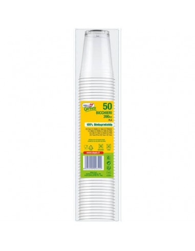 Bicchieri in PLA biodegradabile per bevande fredde Dopla Plus - 390 ml conf. 50 pezzi - 7710