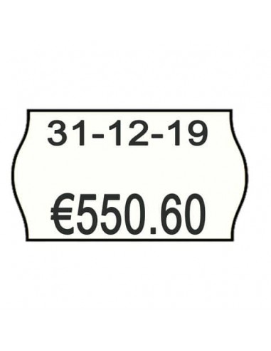Rotolo da 1000 etichette per prezzatrice Printex sagomate 26x16 mm bianco permanente  conf. 10 rotoli - 2616sbp7
