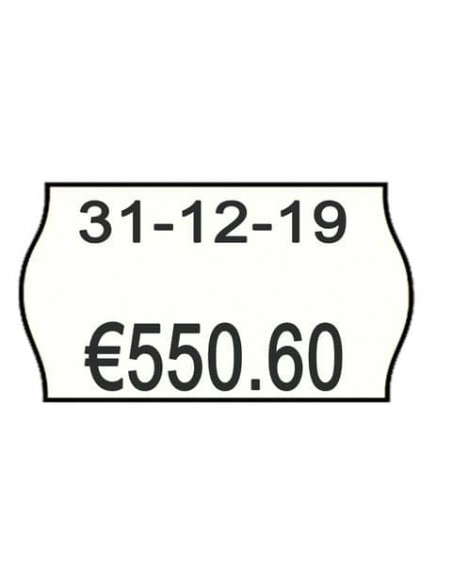 Rotolo da 1000 etichette per prezzatrice Printex sagomate 26x16 mm bianco permanente  conf. 10 rotoli - 2616sbp7
