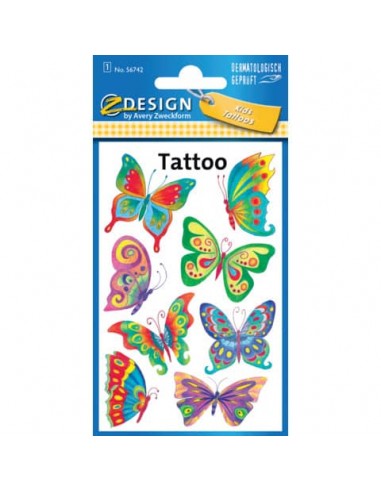 Tatuaggi Avery Kid assortiti - 1 foglio - farfalle 56742