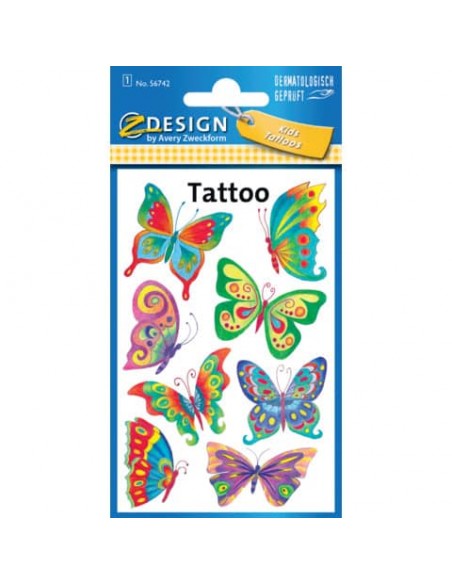 Tatuaggi Avery Kid assortiti - 1 foglio - farfalle 56742