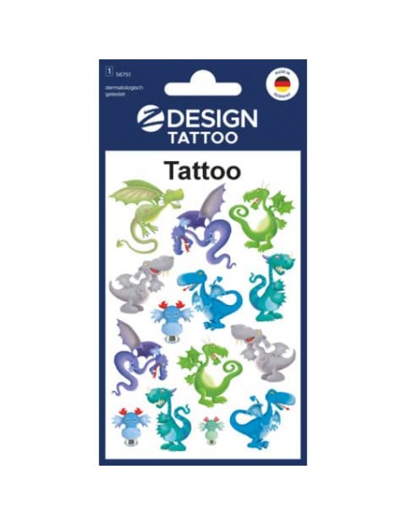 Tatuaggi Avery Kid assortiti - 1 foglio - draghi 56751