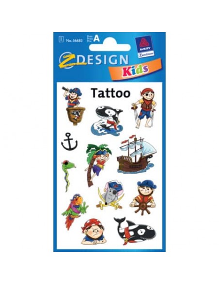 Tatuaggi Avery Kid assortiti - 1 foglio - pirati 56683