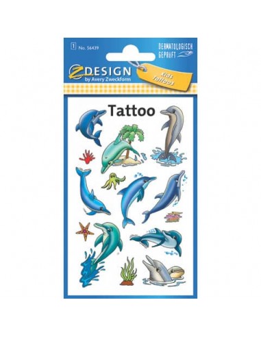 Tatuaggi Avery Kid assortiti - 1 foglio - delfini 56439