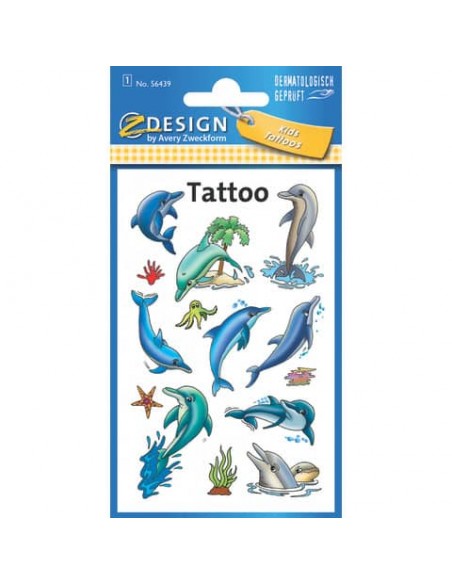 Tatuaggi Avery Kid assortiti - 1 foglio - delfini 56439