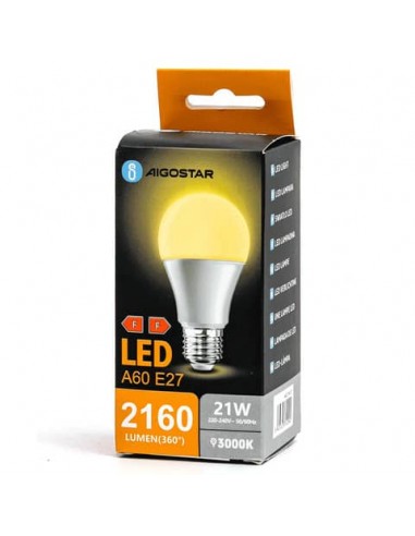 Lampadine LED Aigostar A60 E27 21W luce calda 3000K 312992