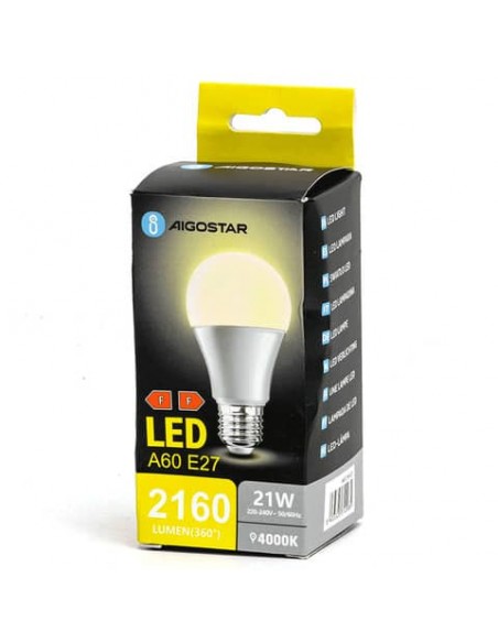 Lampadine LED Aigostar A60 E27 21W luce naturale 4000K 312985