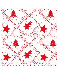 Tovaglioli pura cellulosa 3 veli Dopla Red Xmas conf. 30 pz 33x33 cm 18422