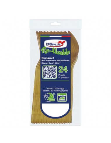 Cucchiaini compact in polistirene Dopla Reusable oro conf. 24 pz 125 mm 03984