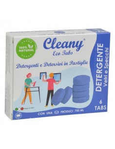 Detergente igienizzante vetri e specchi in pastiglie CLEANY Eco tabs brezza marina - conf. 6 pz - CLT200