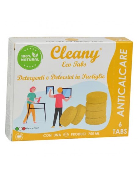 Anticalcare igienizzante in pastiglie CLEANY Eco tabs muschio giallo - conf. 6 pz - CLT300