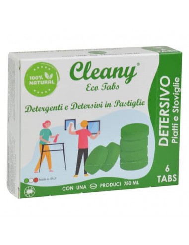 Detersivo igienizzante piatti in pastiglie CLEANY Eco tabs lime - conf. 6 pz - CLT500