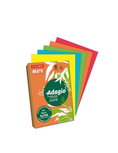 Carta colorata A4 Sylvamo Rey Adagio 80 g/m² colori forti - Risma da 500 fogli - ADAGI080X909