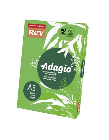 Carta colorata A3 Sylvamo Rey Adagio 160 g/m² verde intenso 52 - Risma da 250 fogli - ADAGI160X500
