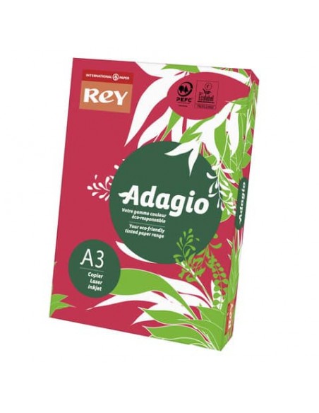 Carta colorata A3 Sylvamo Rey Adagio 160 g/m² rosso intenso 22 - Risma da 250 fogli - ADAGI160X503