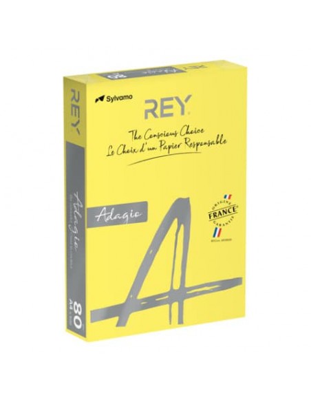 Carta colorata A4 Sylvamo Rey Adagio 80 g/m² giallo intenso 66 - Risma da 500 fogli - ADAGI080X636