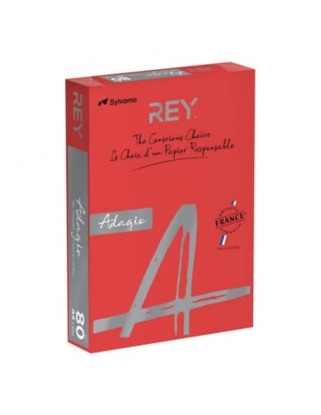 Carta colorata A4 Sylvamo Rey Adagio 80 g/m² rosso intenso - Risma da 500 fogli - ADAGI080X645