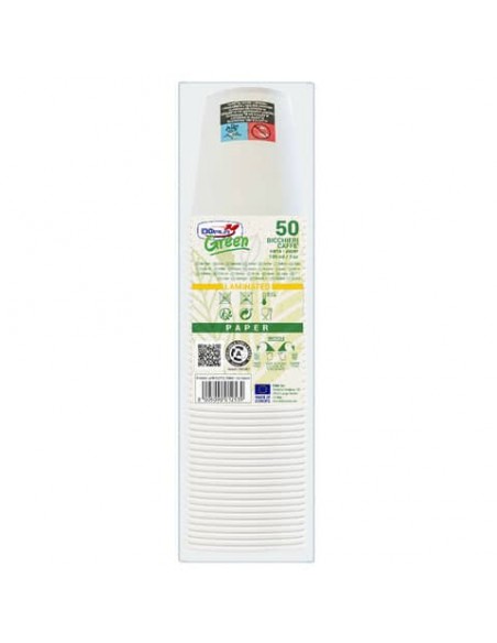 Bicchieri Dopla Green in carta marcati - bianco 100 ml - conf. 50 pz 42158