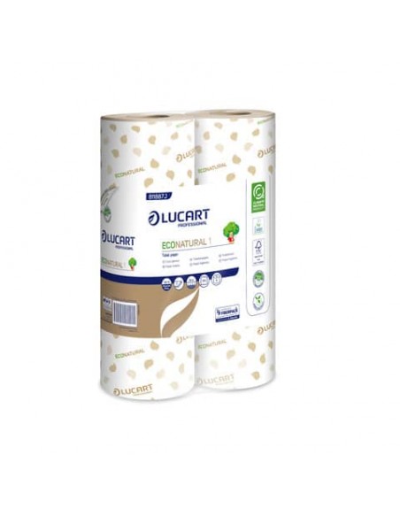 Carta igienica monofascettata Lucart Professional Econatural in Fiberpack 2 veli conf. 6 rotoli da 170 strappi avana