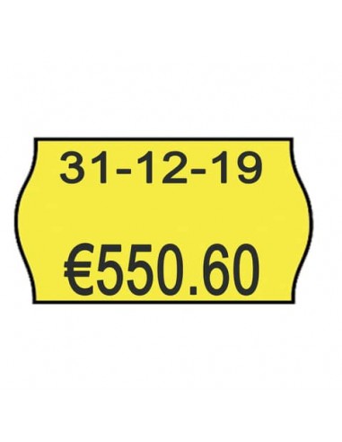 Rotolo da 1000 etichette per prezzatrice Printex sagomate 26x16 mm giallo fluo removibile  conf. 10 rotoli - 2616sfr7gi