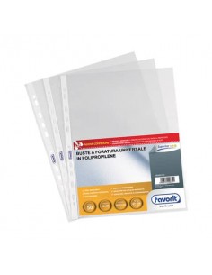 Buste trasp. a foratura universale FAVORIT buccia d'arancia superior 22x30 cm  conf. da 50 - 100460122