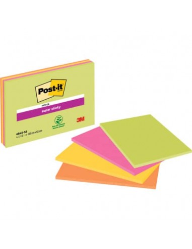 Foglietti riposizionabili Post-it® Super Sticky Meeting Notes Large assortiti conf. 4 blocchetti da 45 ff - 6845-SS EU