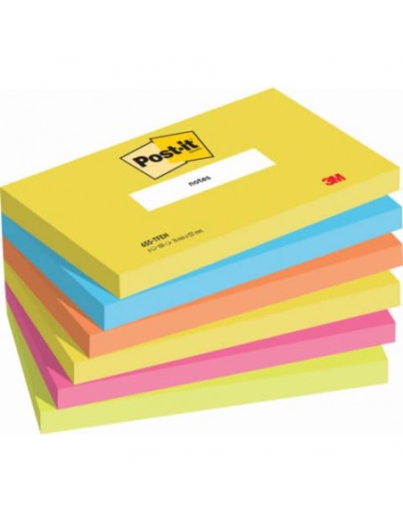 Foglietti riposizionabili Post-it® Notes Energy 76x127 mm neon assortiti conf. 6 blocchetti da 100 ff - 655-TFEN