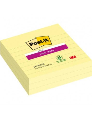 Foglietti riposizionabili Post-it® Super-Sticky XL a righe 10x10 cm 70 ff Giallo Canary™  conf. 3 pz 675-SS3-CY-EU