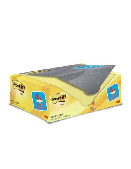 Foglietti riposizionabili Post-it® Notes giallo Canary™ 76x127 mm Value Pack 16+4 blocchetti GRATIS - 655-VP20