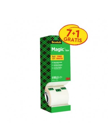 Nastro adesivo Scotch® Magic™ 810 19 mm x 33 m trasparente opaco Value Pack 7 rotoli + 1 GRATIS - 8-1933R8