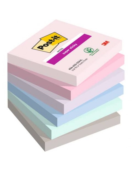 Foglietti Post-it® Super Sticky Soulful conf. 6 blocchetti da 90 ff - 76x76 mm - 654-6SS-SOUL