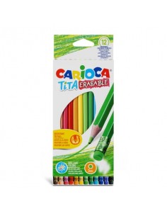 Matite colorate cancellabili Carioca Tita Ø 3 mm - conf. da 12 colori assortiti - 42897