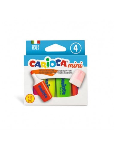 Mini evidenziatori Carioca colori assortiti fluo - conf. 4 pezzi - 42868