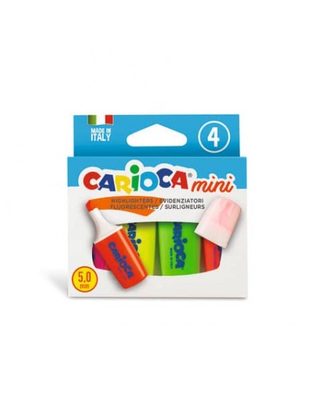 Mini evidenziatori Carioca colori assortiti fluo - conf. 4 pezzi - 42868
