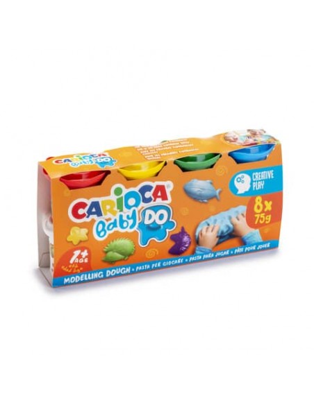 Pasta modellabile colorata Carioca Baby Do 75 g - conf. da 8 pezzi - colori assortiti - 43180
