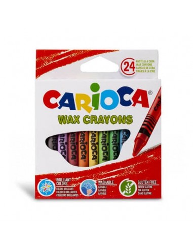 Pastelli a cera Carioca Wax Crayons punta 8 mm - conf. da 12 colori assortiti - 42365