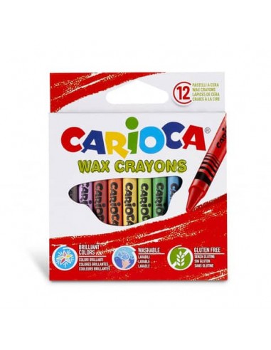 Pastelli a cera Carioca Wax Crayons punta 8 mm - conf. da 24 colori assortiti - 42366