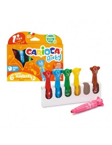 Pennarelli Carioca Baby Teddy 1+ in colori assortiti - conf. 6 pezzi - 42815