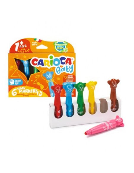 Pennarelli Carioca Baby Teddy 1+ in colori assortiti - conf. 6 pezzi - 42815
