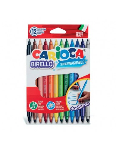 Pennarelli doppia punta Carioca Birello - conf. da 12 colori assortiti - 41457
