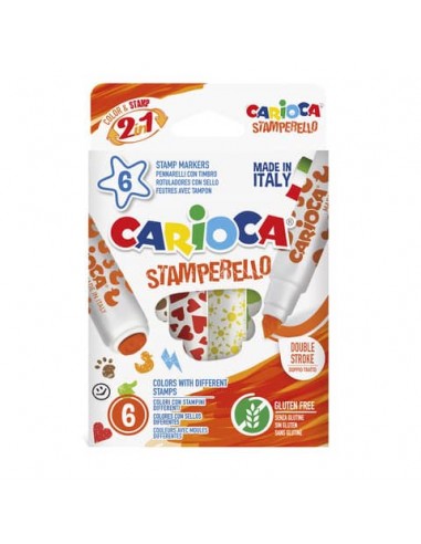 Pennarelli doppia punta Carioca Stamperello - conf. da 6 colori assortiti - 42279