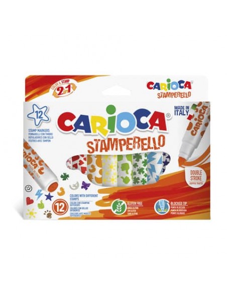 Pennarelli doppia punta Carioca Stamperello - conf. da 12 colori assortiti - 42240