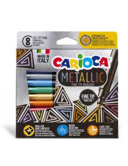 Pennarelli Carioca Metallic a punta fine - conf. da 8 colori assortiti - 43162