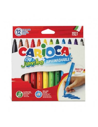 Pennarelli superlavabili Carioca Jumbo - conf. da 12 colori assortiti - 40569