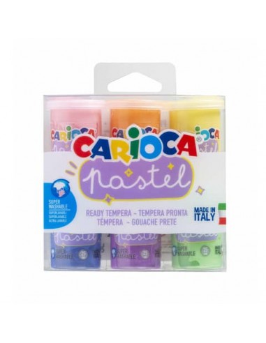 Tempera pronta superlavabile Carioca 25 ml - conf. da 6 colori assortiti pastel 43185