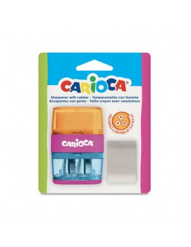 Temperamatite a 2 fori Carioca con gomma e serbatoio - 43107