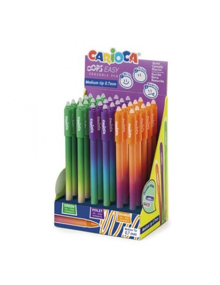 Espositore 30 penne cancellabili Carioca Oops Easy punta media 0