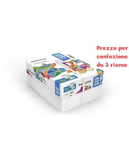 Carta per fotocopie Navigator on the go Universal 80gr/mq A4 - Conf. 3 risme da 500 fogli - NHG0800030